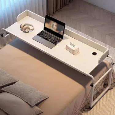 Imagem de Mesa de cama portátil com rodas de rodízios, mesa de trabalho de computador com altura ajustável sobre a cama com defletor de mesa, bandeja de comida, mesa médica com rodinhas