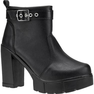 Imagem de Bota Coturno Feminino Salto Alto Grosso Tratorada Fivela - LAZZLU, Pre