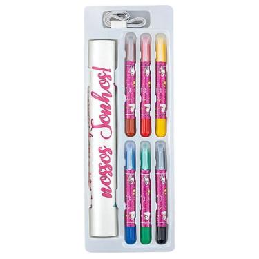 Imagem de Giz Cera Retrátil + Régua Crescimento Magic Caixa 8 Pcs