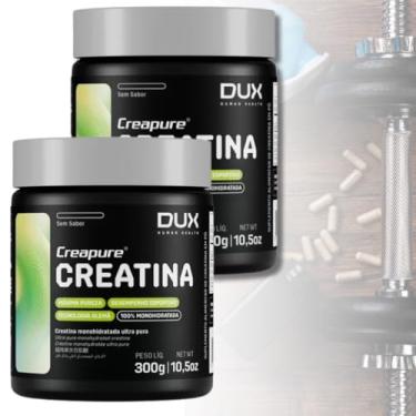 Imagem de KIT 2 Creatina Monohidratada DUX 100% creapure 300g | Suplementação hipertrofia ganho de força energia resistência