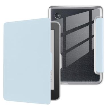 Imagem de Capa para Kobo Clara Color lançado em 2024 de 15,2 cm, capa traseira de TPU transparente ultra transparente macia e flexível com hibernar/despertar automático para Kobo Clara, cor azul claro