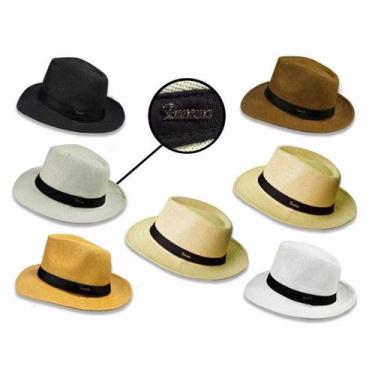 Imagem de Kit 10 Chapéu Moda Panamá Aba Larga Casual Praia Masculino - oem, Pret