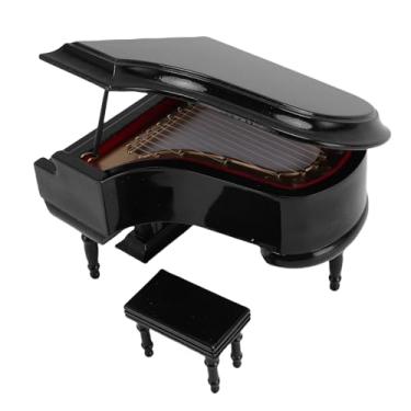 Imagem de Piano Em Miniatura, Piano de Cauda de Boneca Em Miniatura Com Fezes, Mini Brinquedos de Piano, Acessórios para Decoração de Bonecas Em Miniatura, Acessórios de Móveis para Sala