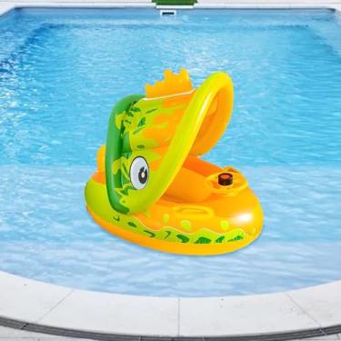 Imagem de Bohany Flutuação de natação para criança, piscina de criança flutua,Flutuação da piscina de natação da criança com dossel do sol - Meninos meninas de 1 a 5 anos jogando brinquedo, jangada inflável