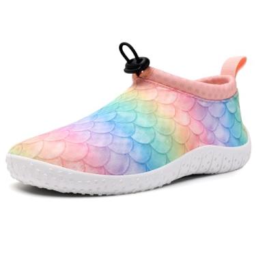 Imagem de WateLves Meias aquáticas para crianças, meninos e meninas, secagem rápida, leves, antiderrapantes com sola grossa flexível para praia, piscina, surfe, Arco-íris, 17