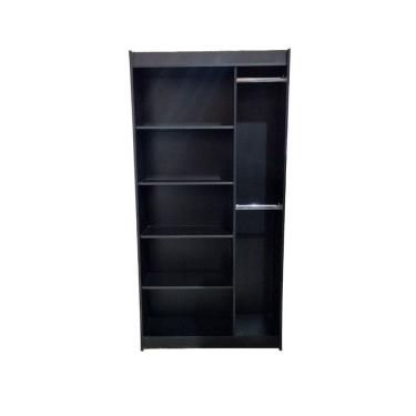 Imagem de Prateleira Com Cabideiro Duplo Lateral Preto 185X92X32Cm - Deep