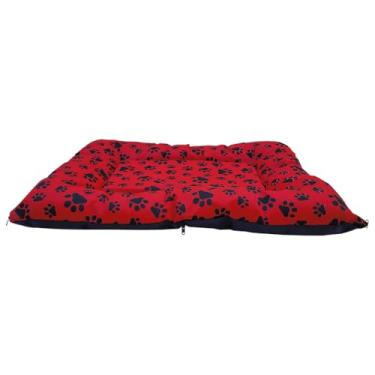 Imagem de Caminha Pet Para Cachorro ou Gato Lavável com Zíper Colchonete Pet Macio(GG - 85x62cm,Vermelho)