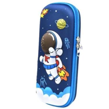 Imagem de Estojos Infantis, Estojo Escolar com Design de Astronauta 3D Com 2 Divisórias, Escolar para Canetas para Escola, Meninos e Mulheres (Azul)
