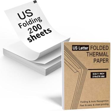 Imagem de Papel térmico para impressora térmica 20 x 29 cm, papel térmico A4 para impressora portátil, papel térmico dobrado de secagem rápida, compatível com a maioria das impressoras térmicas (US Latter