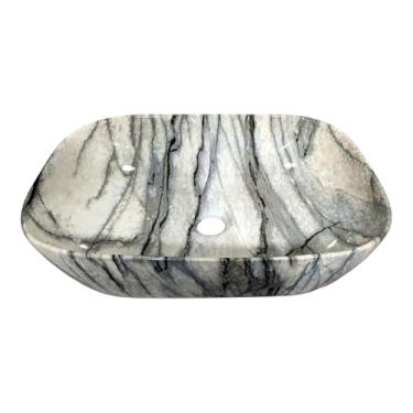 Imagem de Cuba Banheiro Cerâmica Marmorizada Sobrepor Apoio Mg10199