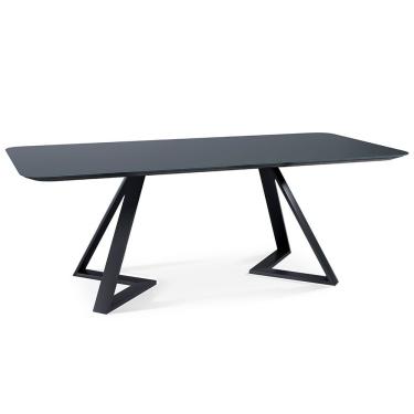 Imagem de Mesa 6 Lugares 180cm Tampo De Vidro Efron Preto