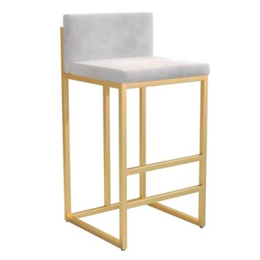 Imagem de SMIXLVY Bancos de bar com altura de pátio, cadeiras de ilha de fazenda ao ar livre, bancos de bar de veludo estofados de 65 cm, banquinho de bar moderno com pernas de metal, banquetas de cozinha e