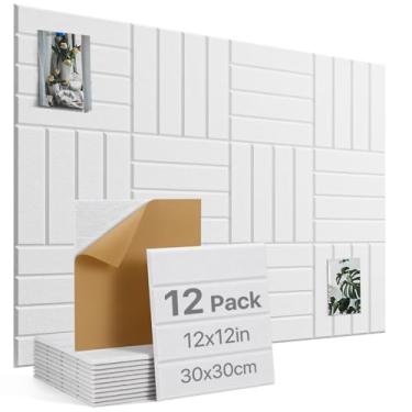 Imagem de Placa de cortiça grande alternativa para parede 119 x 89 cm, pacote com 12 azulejos de parede de feltro com suporte adesivo 11,8 x 11,8 x 0,35 polegadas, quadro de cortiça para quadro de pinos de
