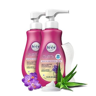 Imagem de VEET Creme de remoção de pelos de pele sensível de 5 minutos para mulheres, gel de depilação de biquíni, creme depilatório dermatologicamente testado para pernas, braços, linha de biquíni, frasco