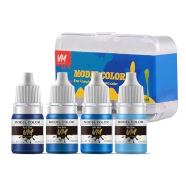 Imagem de VM FIGURE Blue Series Cor ecológica à base de água 4 frascos x 5 ml (0,17 fl.oz.) Kit de pintura em miniatura de tinta pincel pigmento de resina acrílica para modelos, figuras e artesanato