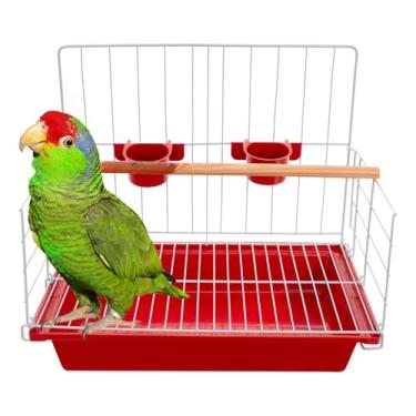 Imagem de Gaiola Poleiro Papagaio Calopsitas Periquito Agaporni Passaros Mansos(Vermelho)