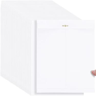 Imagem de Teling 50 peças Manilla Envelopes Fecho Kraft Catálogo com Fecho para Armazenamento de Correio 12,7 kg Papel Kraft Envelope para Escritório Documento Escola Negócios Casa (Branco, 10 * 13)