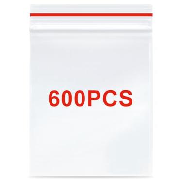 Imagem de Aubeco 600 peças de mini sacos de plástico de 5 x 5 cm, pequenos sacos com zíper resseláveis para pequenas empresas, armazenamento, presentes, doces, parafusos, joias, comprimidos diários