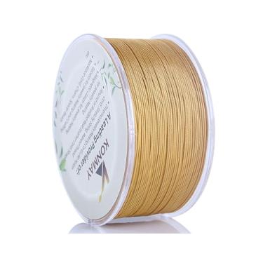 Imagem de KONMAY Fio De Nylon Dourado 0,6 Mm Com Estojo Para Pulseiras, Cordão Cetim Trançado 190 Jardas Fabricação Joias, Miçangas, Nós Chineses, Kumihimo, Macramê