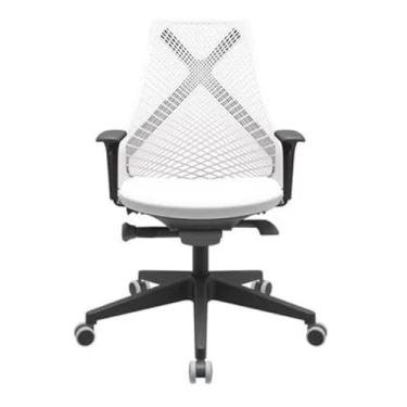 Imagem de Cadeira Diretor Bix Giratória Base Branca com Apoio de Braço e Ajuste de Altura – Conforto Ergonômico Escritex