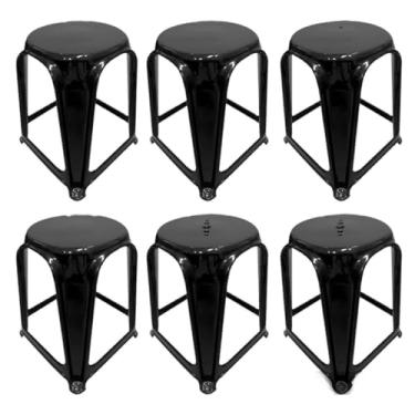 Imagem de 6 Banqueta Plástico Banquinho Banco Lanchonete Bar Jardim Multiuso 120kg