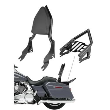 Imagem de Kit de suporte de bagagem Sissy Bar para motocicleta compatível com Harley Touring Street Glide Road King Road Glide Electra Glide 2009-2024 (preto)
