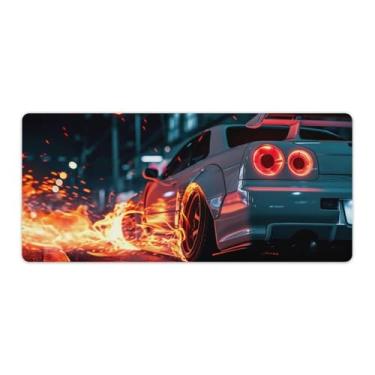 Imagem de FeoYoed Tapete de mouse para jogos JDM Car R34 grande base de borracha antiderrapante acessórios de computador para escritório e configurações de jogos 40 x 90 cm