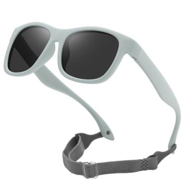 Imagem de DUCO Óculos de sol polarizados dobráveis para bebês com alça para recém-nascidos, meninas, meninos de 0 a 24 meses, S8306, Armação azul, lente cinza, common