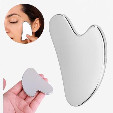 Imagem de Gua Sha Inox Placa Massagem Drenagem Raspagem Pele Facial - Amillus