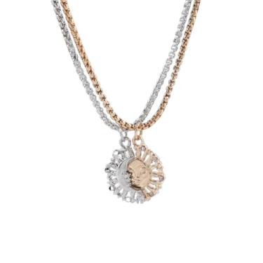 Imagem de LittleFathand 2 colares de sol e lua combinando com o melhor colar de frituras vintage sol crescente para casais, mulheres, homens, amizade, melhor amigo, joia presente, Zinco, Sem Pedra Preciosa