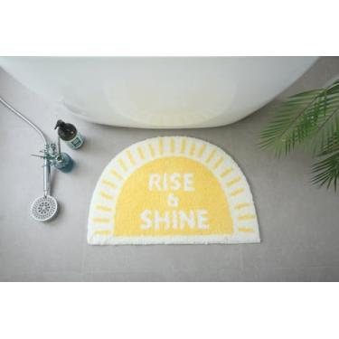 Imagem de Tapete de banheiro de pelúcia macia meia redonda com semicírculo criativo, tapete de banheiro antiderrapante, tapete de quarto, tapete de banheiro para decoração de casa (amarelo)