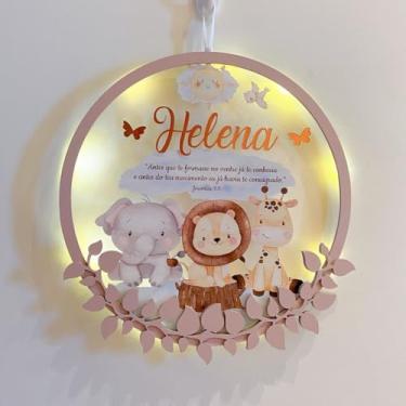 Imagem de Porta Maternidade Safari Menina Versículo Acrílico e Led