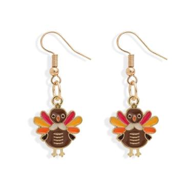 Imagem de BXDA 3 pares de brincos femininos de peru de Ação de Graças, leves, feitos à mão, esmaltado, frango, hipoalergênico, joia de Ação de Graças, presente de Natal, Latão, Sem pedra preciosa