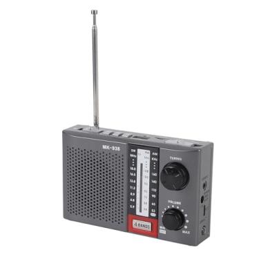 Imagem de Rádio portátil AM FM para idosos, rádio estéreo AM FM SW Full Bands Vintage com antena, lanterna embutida, para viagens em casa, acampamento