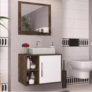 Imagem de Conjunto De Banheiro Completo  Balcão, Painel E Cuba - Carvalho/Branco