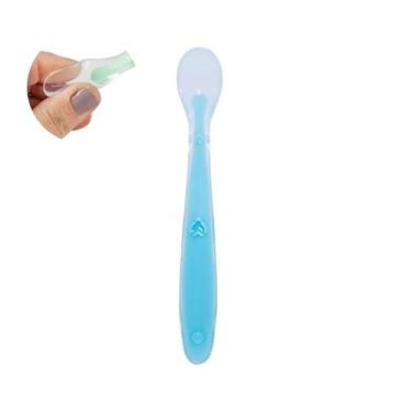 Imagem de Colher Infantil De Silicone Macio Anatômica, Azul