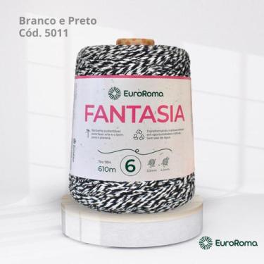 Imagem de Barbante EuroRoma Fantasia Nº 6, 5011 | BRANCO COM PRETO