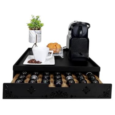 Imagem de Bandeja Porta Cápsulas com gaveta cor Preta para capsula Nes Presso capacidade para 63 capsulas