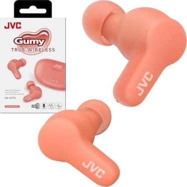 Imagem de JVC Fones de ouvido Gumy True sem fio, Bluetooth 5.3, estojo de carregamento compacto, reprodução 24 horas, resistente à água IPX4, ajuste seguro e confortável com fones de ouvido XS/P/M/L, microfone