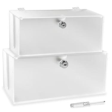 Imagem de PILISPARK Caixa de gerenciamento de cabos com trava, caixa organizadora de cabos e capa de régua, acrílico fosco, armazenamento de fios e organização para cabos, adequada para TV, computador, crianças