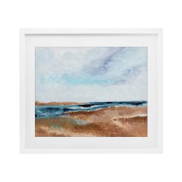 Imagem de Stupell Industries Impressão emoldurada branca vista costeira horizonte sob vidro design por Nikita Jariwala, 13 x 16