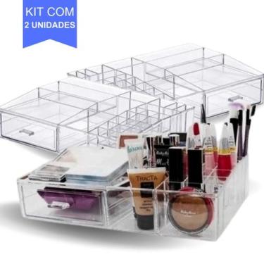 Imagem de Kit 2 Organizador De Maquiagem Com Gavetas E Divisórias Cosméticos Acr