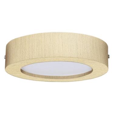 Imagem de Plafon Wood Madeira Redondo Led 24W Bivolt Marfim - Adrilustres, 6400K