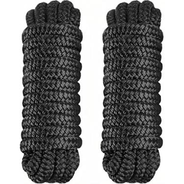 Imagem de PACTHSD Pacote com 2 linhas de doca de 3/20.3 cm x 15' - Corda de barco de nylon de grau marítimo com laço de 30.5 cm para ancoragem e amarração - Linhas de barco trançadas duplas, alta resistência