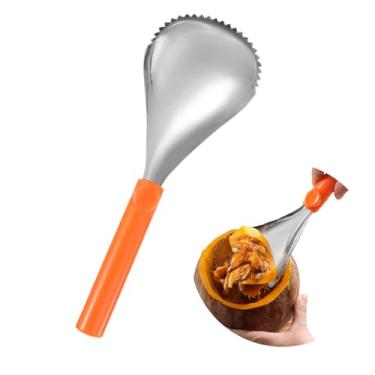 Imagem de MAGICLULU Descaroçador de abóbora de aço inoxidável, ferramenta de remoção manual de núcleo de frutas, dispositivo para separação de polpa de abóbora, colher de frutas multiuso