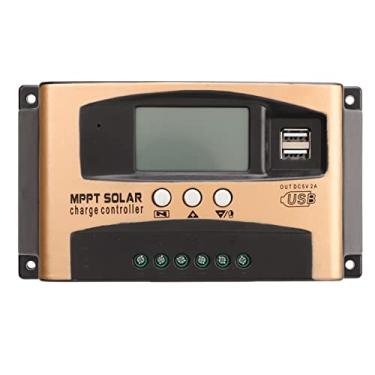 Imagem de Controlador de Carga Solar, Regulador de Painel Solar de Display LCD de Proteção Múltipla Industrial Dourado (100A)
