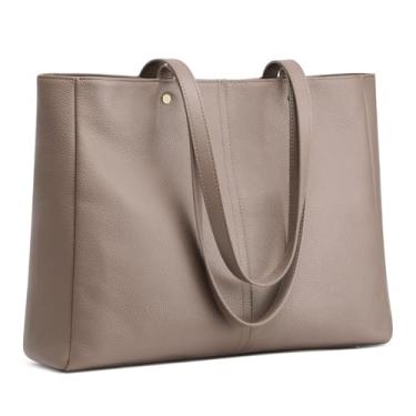 Imagem de Kattee Bolsa de ombro feminina de couro macio, bolsa de mão de designer de grande capacidade com bolsa de bagagem, Caqui, Large, Simples e elegante