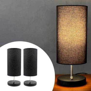 Imagem de Kit 2 Abajur De Mesa Clássico Redondo Com Interruptor Com Cúpula Para 