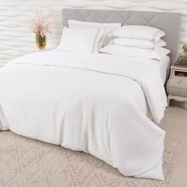 Imagem de Plumasul Jogo de Cama Essenze Lato 100% Algodão Percal 200 Fios Solteiro 3 peças Cor Branco Festone Cream