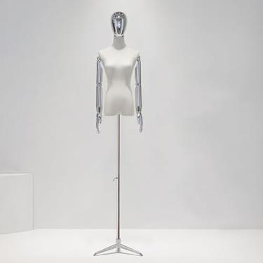 Imagem de Manequim Feminino Com Braços, Torso De Manequim Ajustável, Suporte De Manequim De Rotação De Cabeça Com Base De Metal Para Vestiário De Loja, Prateleira De Exib, Silver Disk B